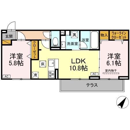リベラル(2LDK/1階)の間取り写真