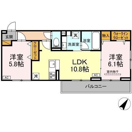 リベラル(2LDK/3階)の間取り写真