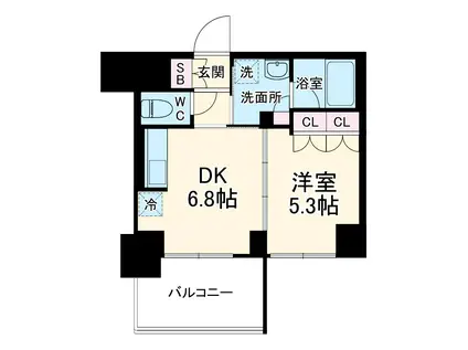 LA CLAIR 南浦和(1DK/1階)の間取り写真