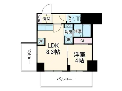 LA CLAIR 南浦和(1LDK/5階)の間取り写真