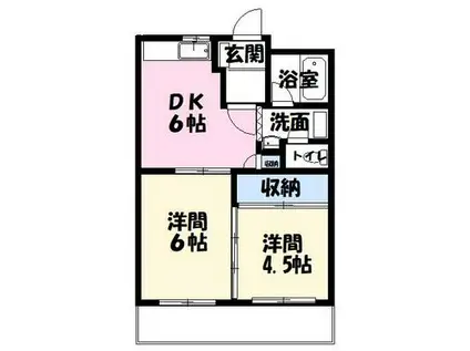 ピースⅠ(2DK/1階)の間取り写真