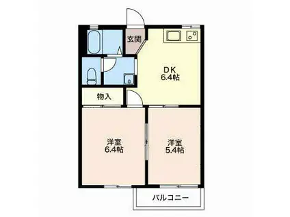 ビーフリー佐野 A(2DK/2階)の間取り写真