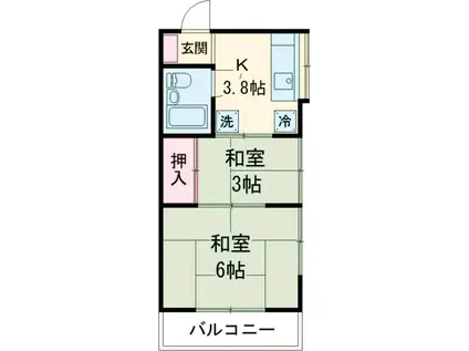 光陽パークハイツ別棟(2K/2階)の間取り写真