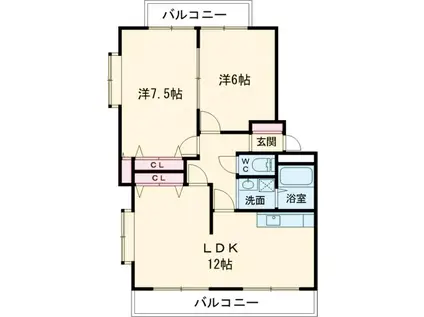 メゾンキャッスル(2LDK/4階)の間取り写真