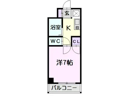 ドルフ亀島Ⅳ(1K/2階)の間取り写真