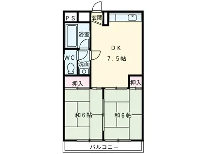 レジデンス成田(2DK/3階)の間取り写真