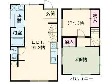 京王電鉄京王線 西調布駅 徒歩9分 2階建 築51年(2LDK)の間取り写真