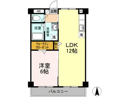 パークサイドスズキ(1LDK/3階)の間取り写真
