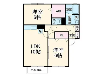 カサベルテ(2LDK/1階)の間取り写真