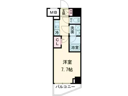メインステージ大山2(1K/7階)の間取り写真