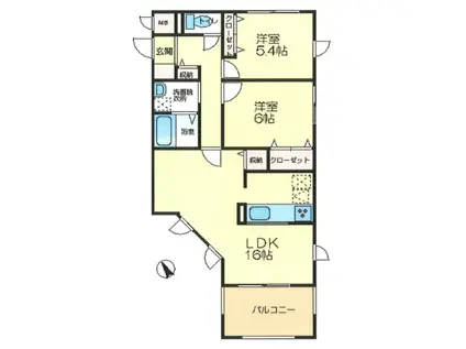セレーノ(2LDK/1階)の間取り写真
