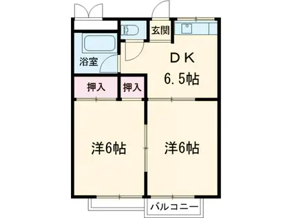 ハイグレード御幸(2DK/2階)の間取り写真