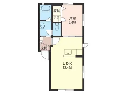 ウィンドワードB(1LDK/1階)の間取り写真