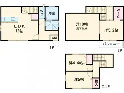 東北本線 小山駅 徒歩39分 2階建 新築(3LDK)の間取り写真