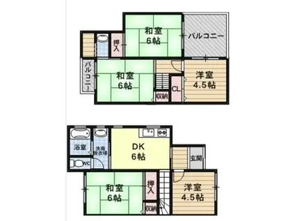 阪急電鉄京都線 東向日駅 徒歩19分 2階建 築54年(5K)の間取り写真