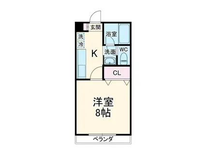 カルム桜ヶ丘(1K/1階)の間取り写真