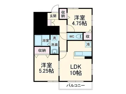 エリズ・ヴィラ(2LDK/1階)の間取り写真