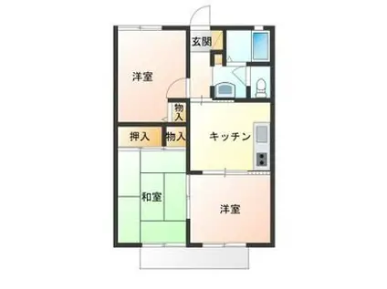 ガーデンテラス若宮(3K/2階)の間取り写真