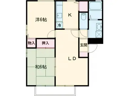 フラワー・レジデンスリラ(2LDK/1階)の間取り写真