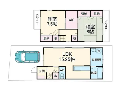 京福嵐山本線 山ノ内駅(京都) 徒歩9分 2階建 築15年(2SLDK)の間取り写真