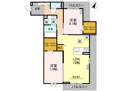 センカⅢ(2LDK/1階)の間取り写真