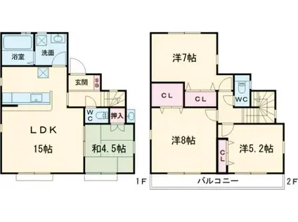 西武鉄道新宿線 花小金井駅 徒歩18分 2階建 築9年(4LDK)の間取り写真