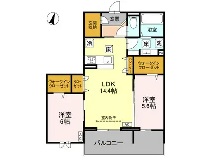 センカⅢ(2LDK/1階)の間取り写真