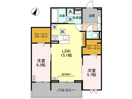 センカⅢ(2LDK/1階)の間取り写真