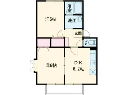 コーポK&K Ⅱ(2DK/2階)の間取り写真