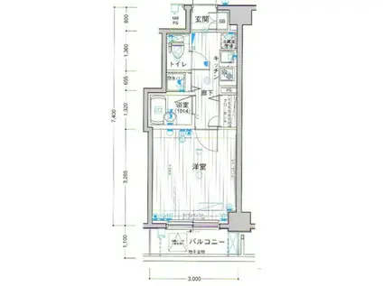 パークウェル代田橋(1K/4階)の間取り写真
