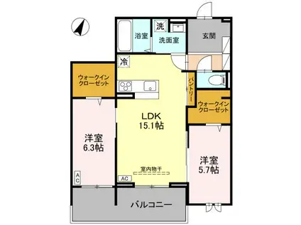 センカⅢ(2LDK/2階)の間取り写真