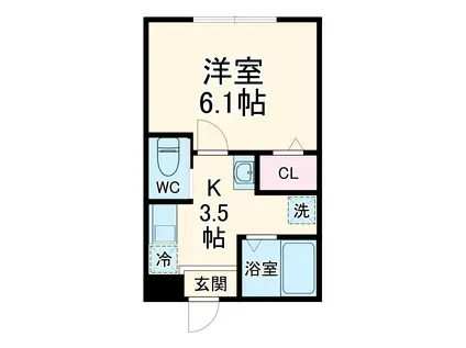 ヴィータフェリーチェ(1K/1階)の間取り写真