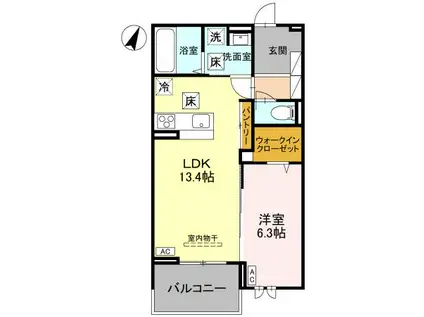 センカⅢ(1LDK/2階)の間取り写真