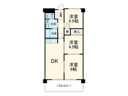 第2メゾンドール原宿(3DK/2階)の間取り写真