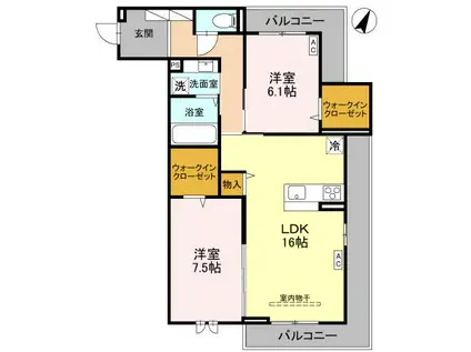 センカⅢ(2LDK/3階)の間取り写真