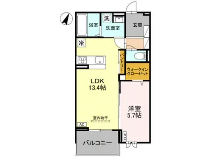 センカⅢ(1LDK/3階)の間取り写真