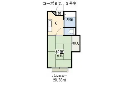 コーポ87(1K/1階)の間取り写真