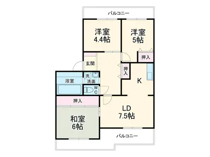 レジデンス内箕輪(3DK/2階)の間取り写真