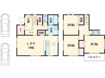 京王電鉄相模原線 多摩境駅 徒歩42分 2階建 築3年(3LDK)の間取り写真