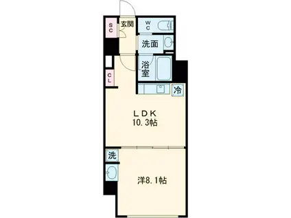 ルミーク北千住(1LDK/1階)の間取り写真