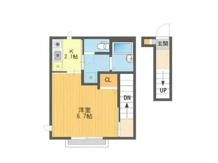 シェモアS(1K/2階)の間取り写真