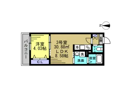 HFR蘇我 A棟(1LDK/1階)の間取り写真