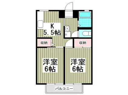 メゾンパストラルⅠ(2K/2階)の間取り写真