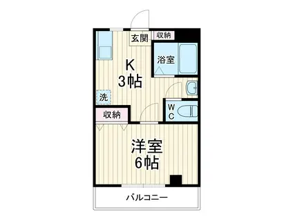 ヴェルデュール(1K/3階)の間取り写真