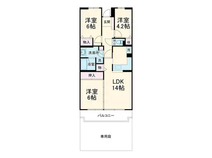 藤和シティコープ伊奈(3LDK/1階)の間取り写真