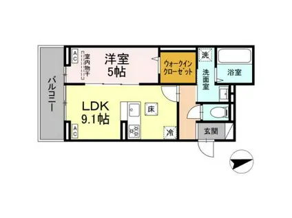 D PAINA EGAWAⅠ(1LDK/1階)の間取り写真