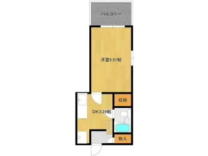 テラス安井(1DK/3階)の間取り写真