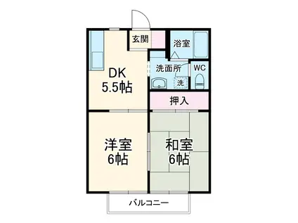 ハイムカトレア(2DK/2階)の間取り写真