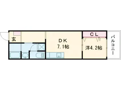 MテラスN(1DK/2階)の間取り写真