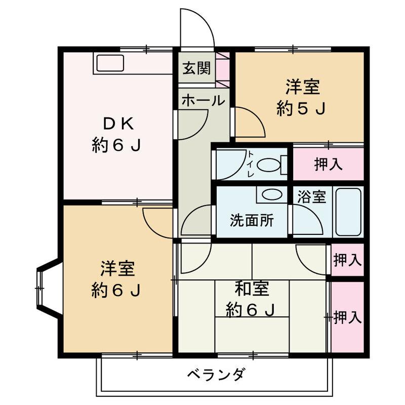 プルミエール大野B(3DK/1階)の間取り写真